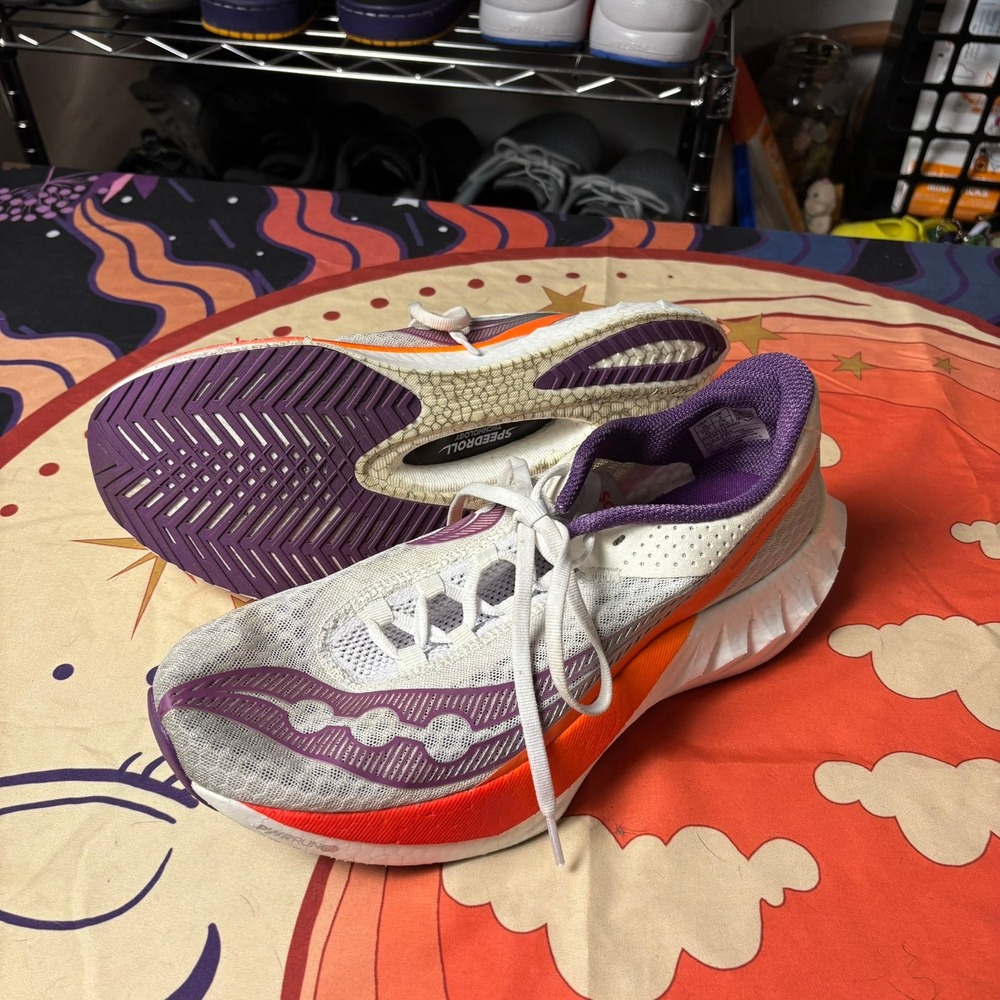 Saucony Endorphin Pro 4 Womens 10 Running Shoes White Purple Orange Outdoor Walk - Picture 2 of 12